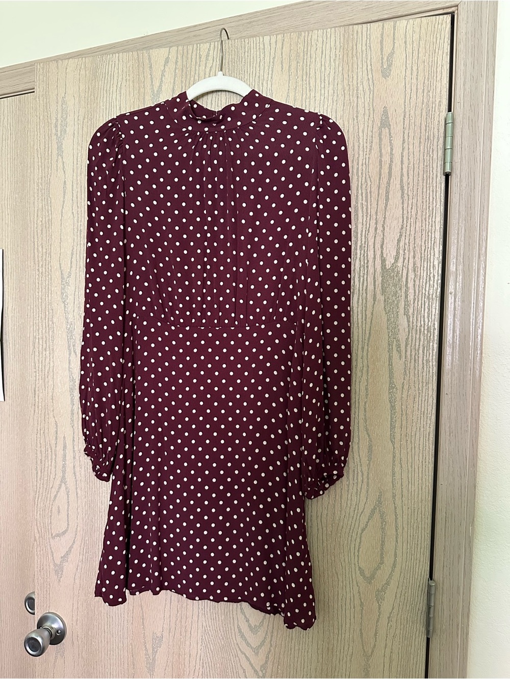Mango Burgundy Dress with White Polka Dots